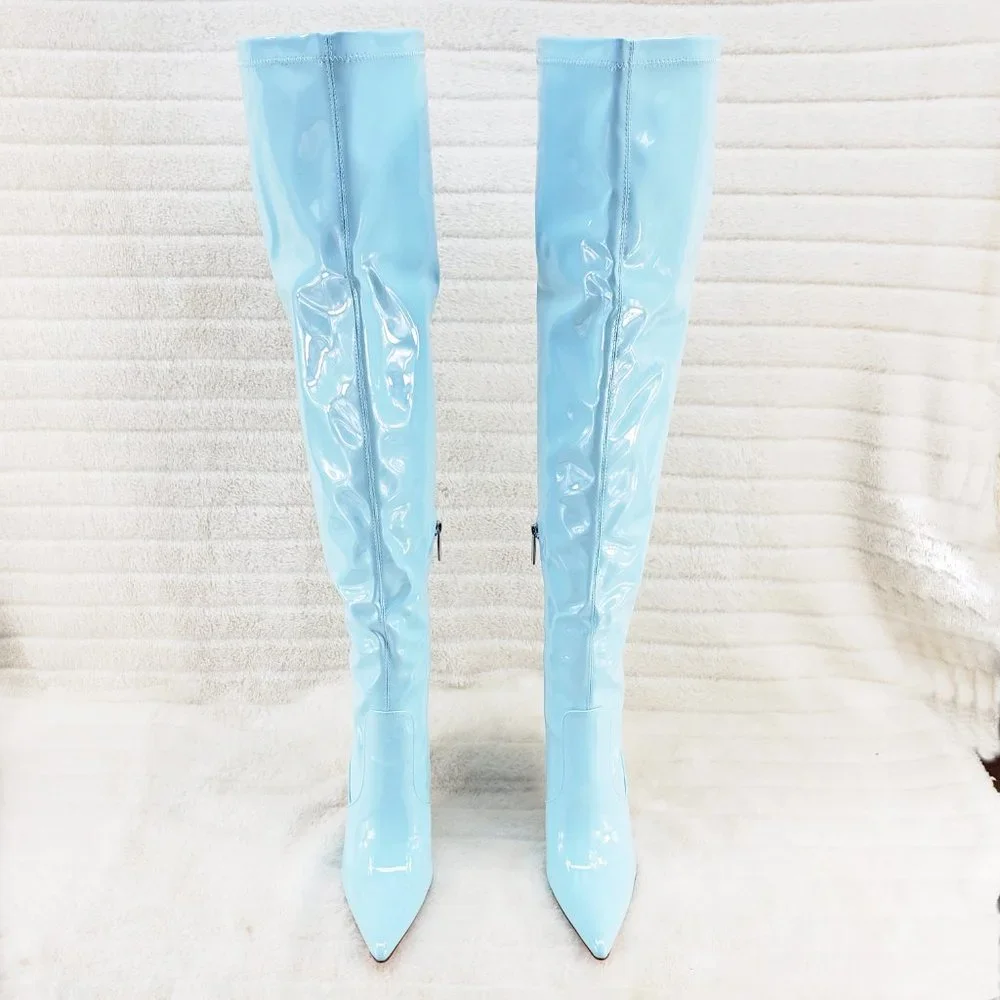 Cape Robbin Patent Over-the-Knee Boots in Light Blue